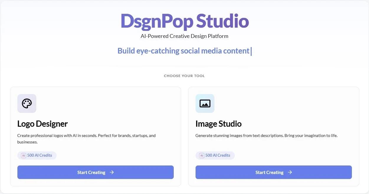 Wealthy Affiliate Image Studio inside the DsgnPop creative dashboard