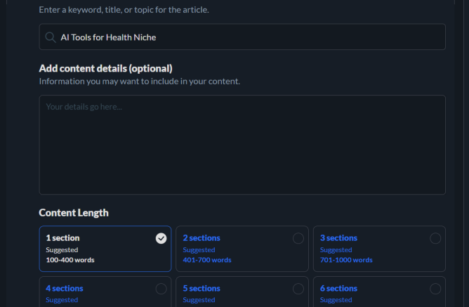 Create AI Health Niche Article