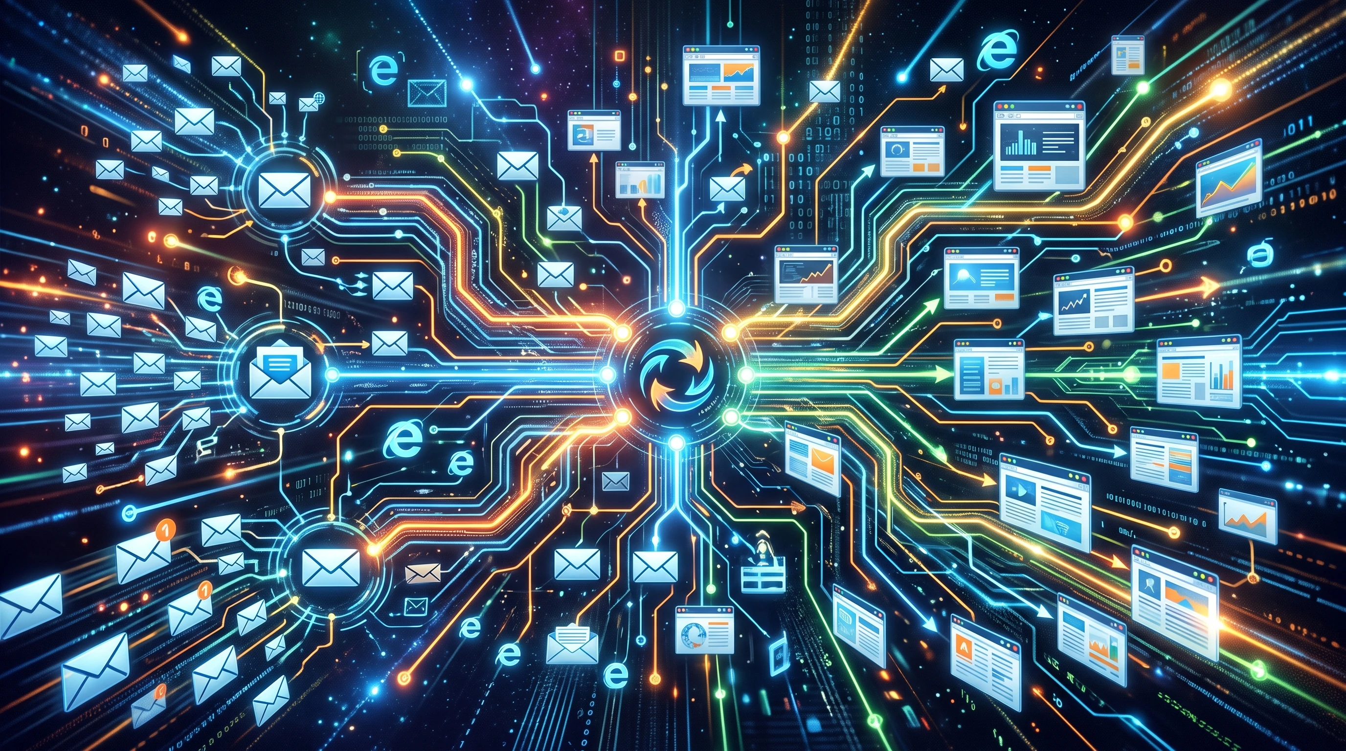 Traffic networks and email connections illustration
