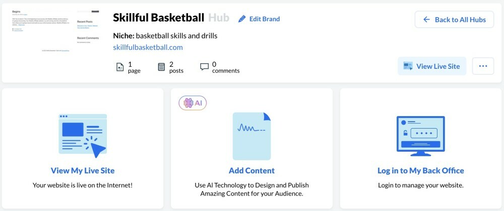 Hubs - Website Management