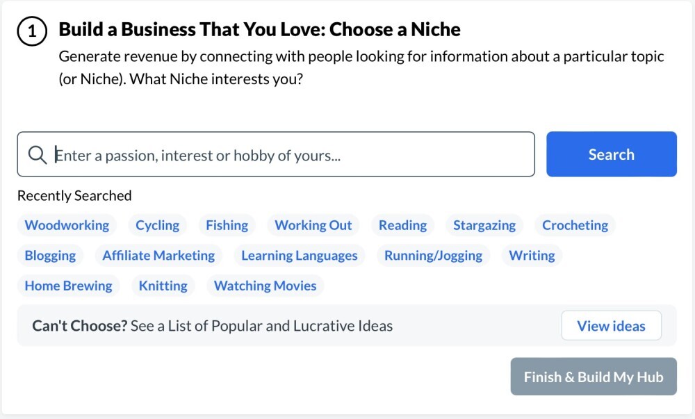 Choose Niche Area