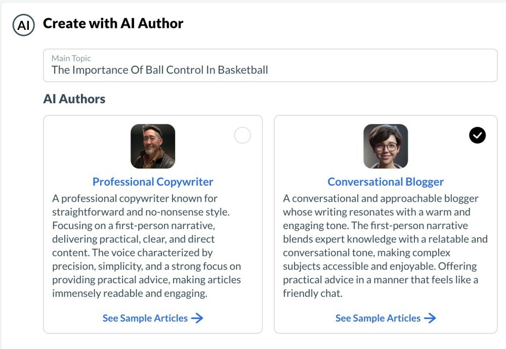 Choose AI Author - Conversational Blogger