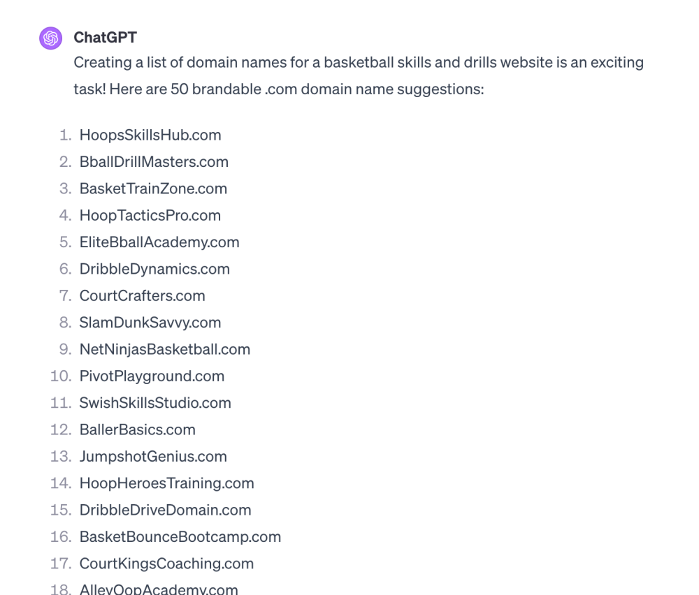 Chat GPT Domain Search