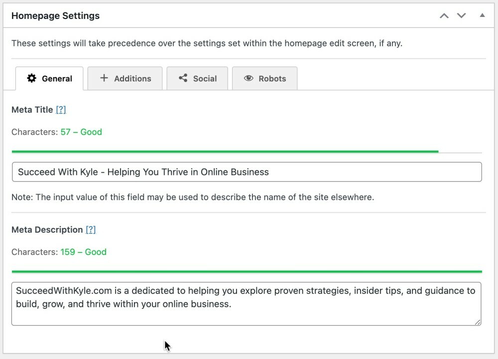 The SEO Framework - Homepage Settings