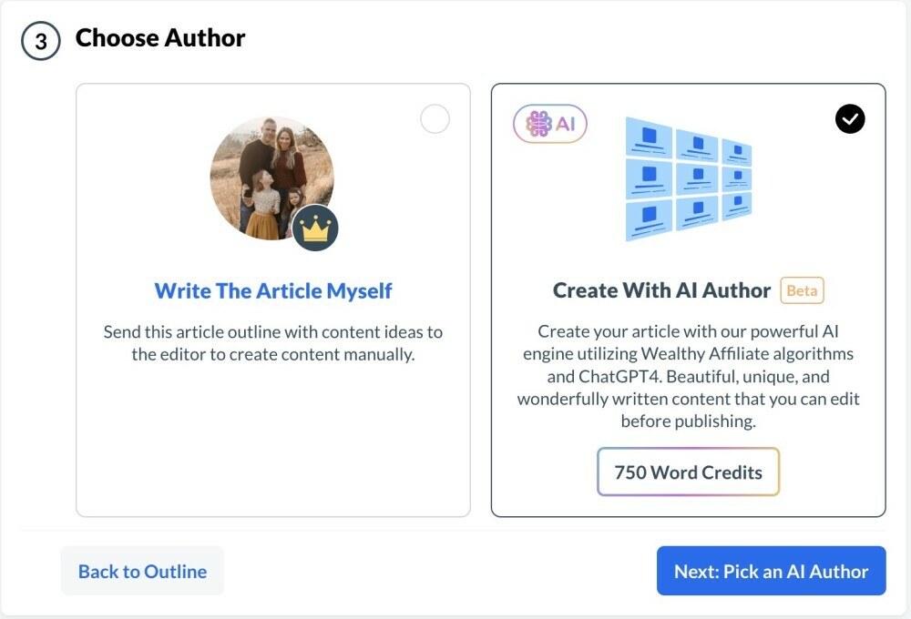 Choose AI Author Type