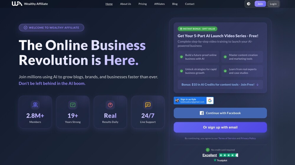Wealthy Affiliate Homepage 2025