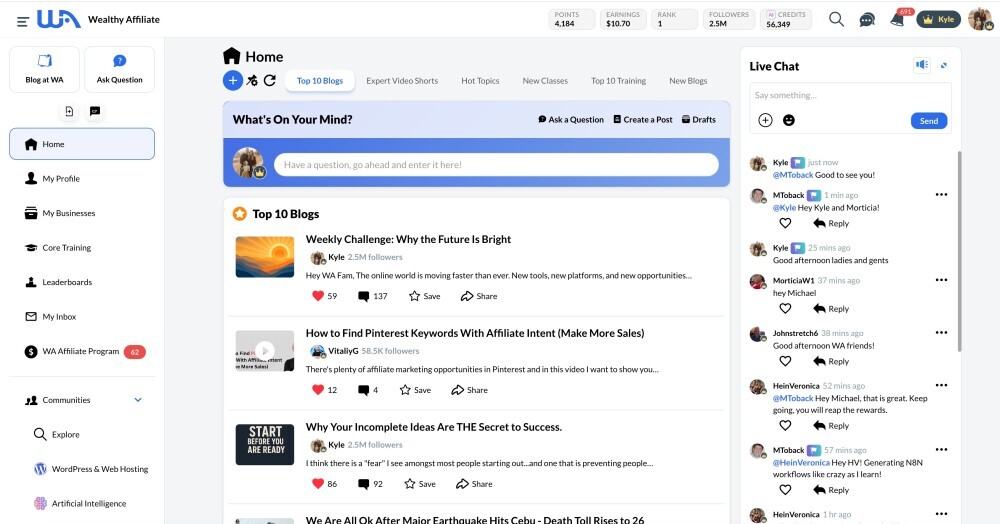 Wealthy Affiliate Back Office