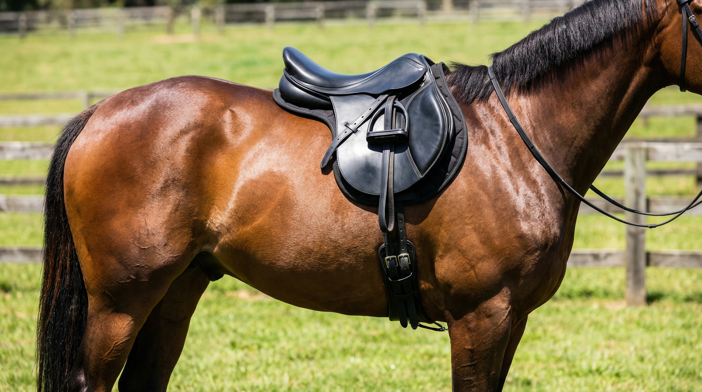arena monoflap jump saddle fitting on horse