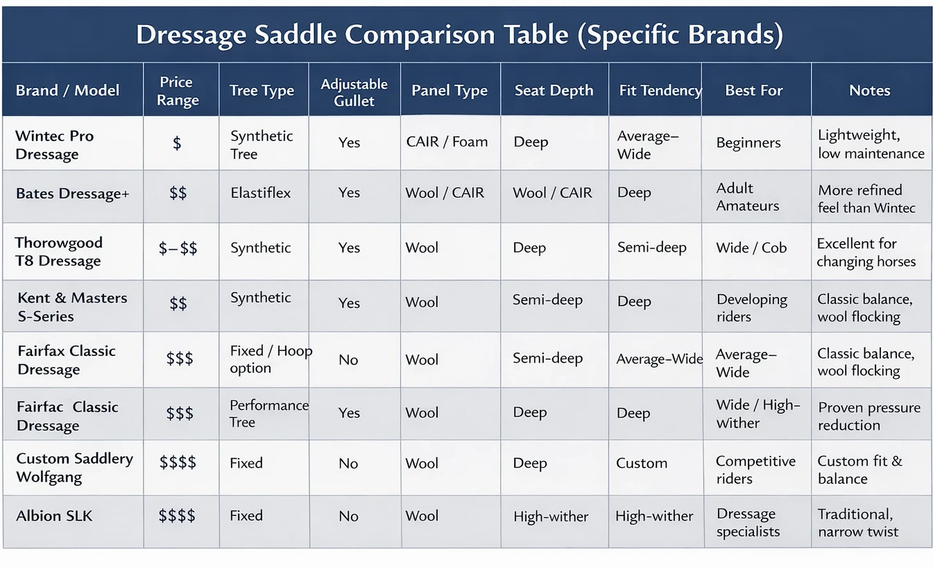 dressage saddle guide comparison