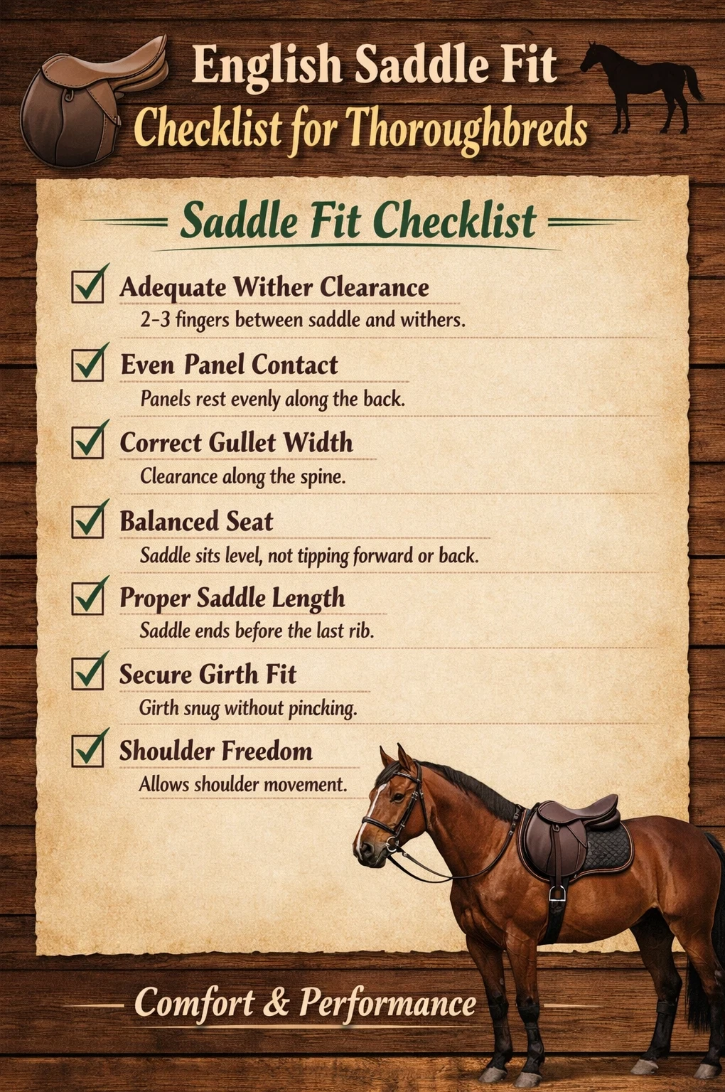 english saddle fit for thoroughbreds