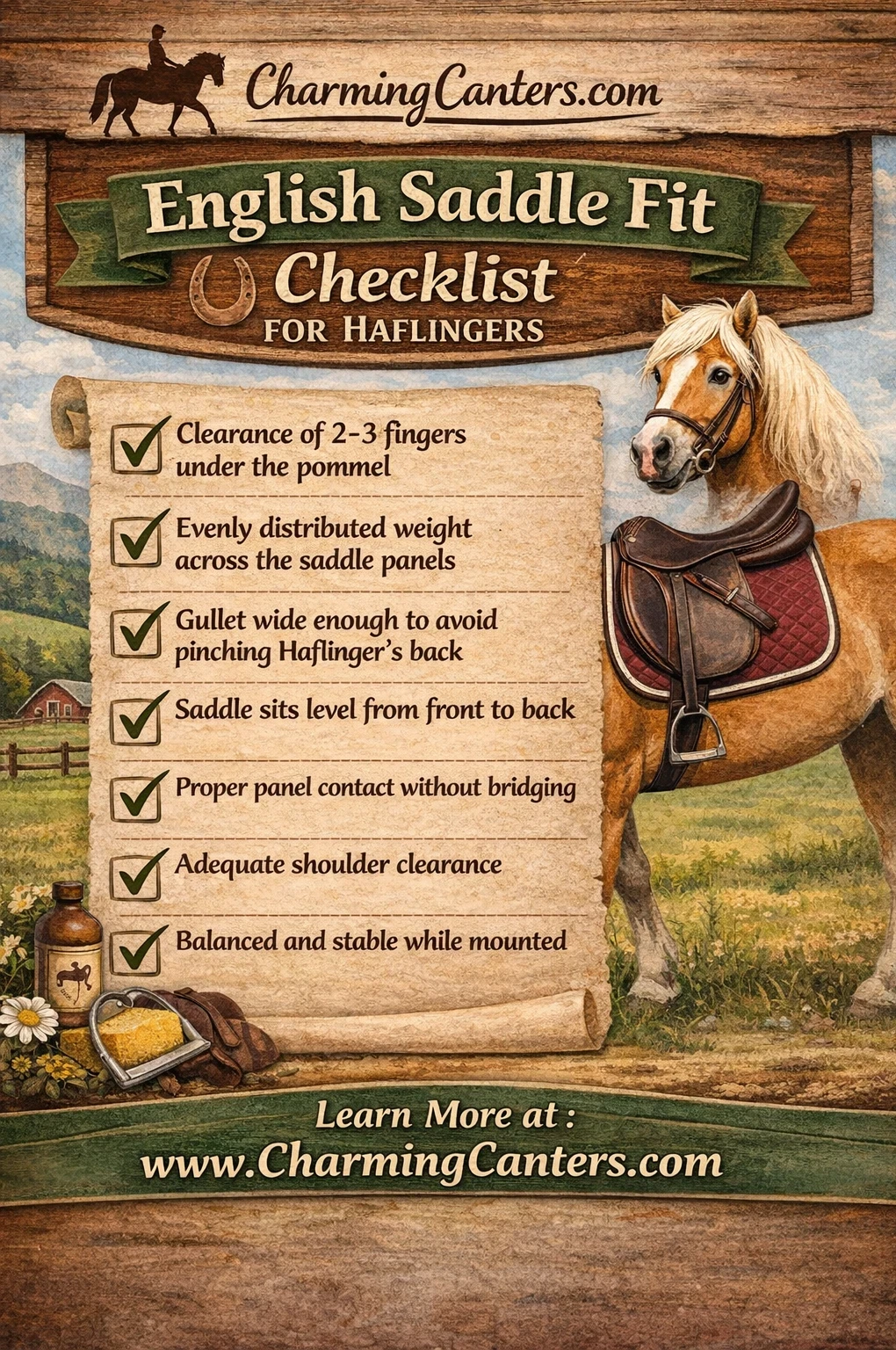 english saddle fit checlist for haflinger