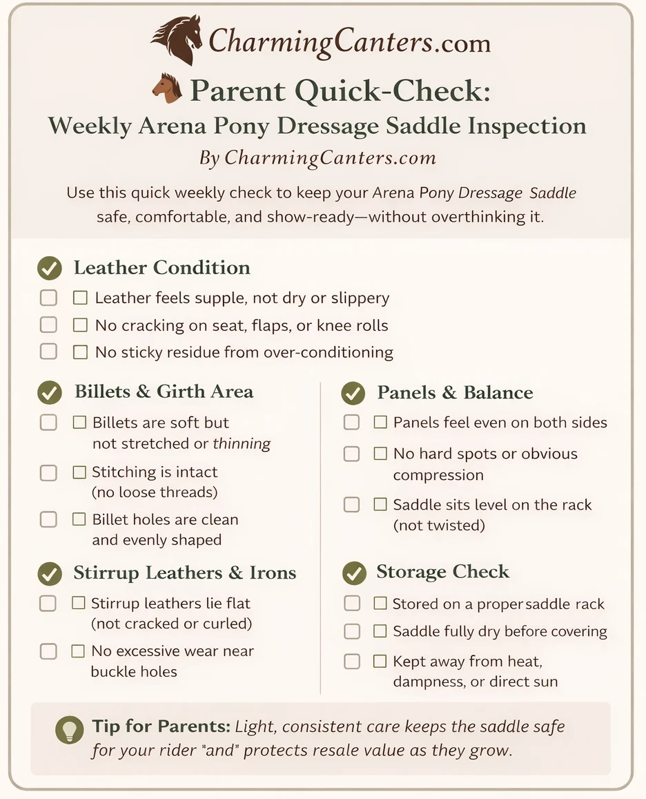 arena pony dressage saddle care checklist