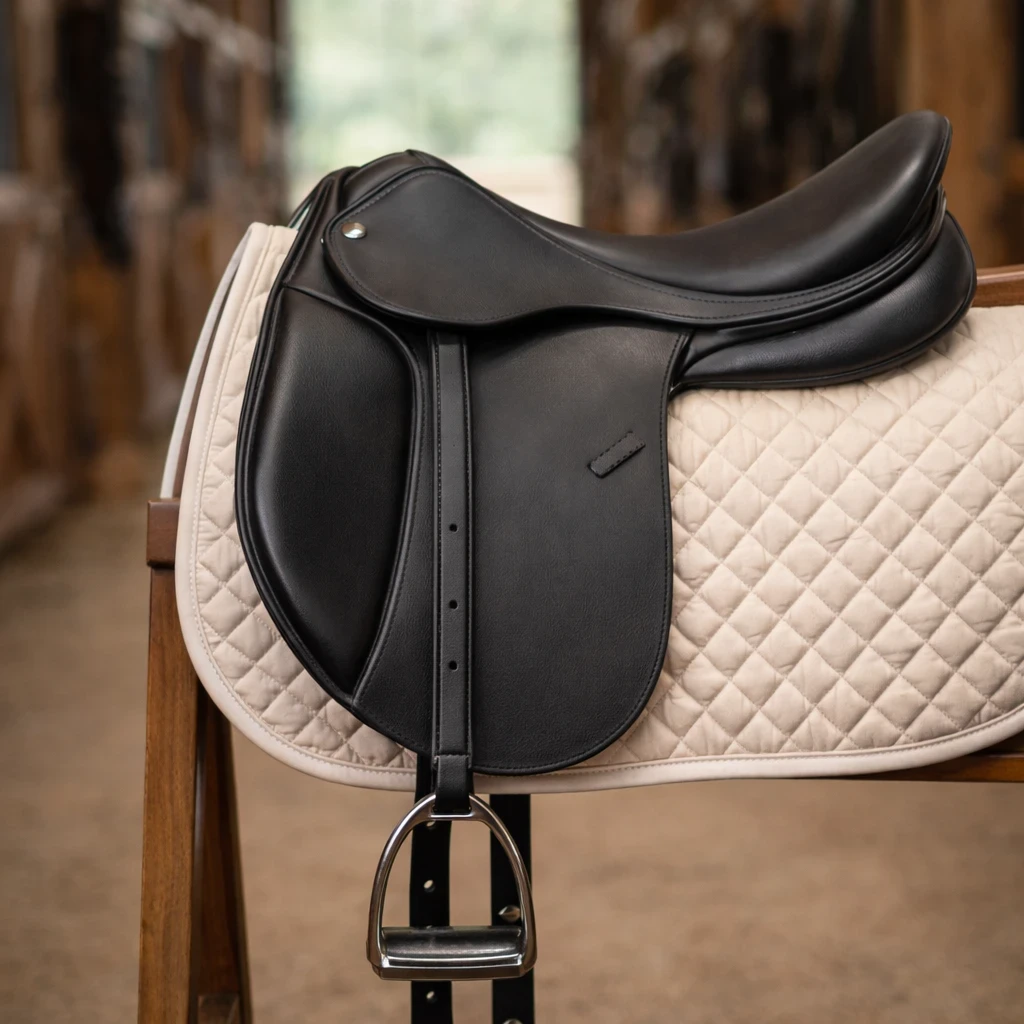 Monoflap saddle side view showing minimal bulk