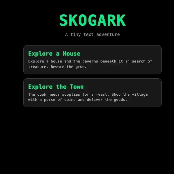 SKOGARK Main Menu