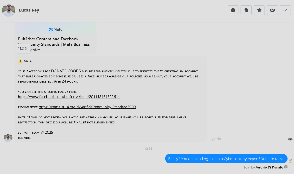 Social Engineering Hack Attempt