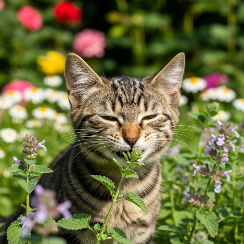  Kitty cat enjoying Nepeta cataria