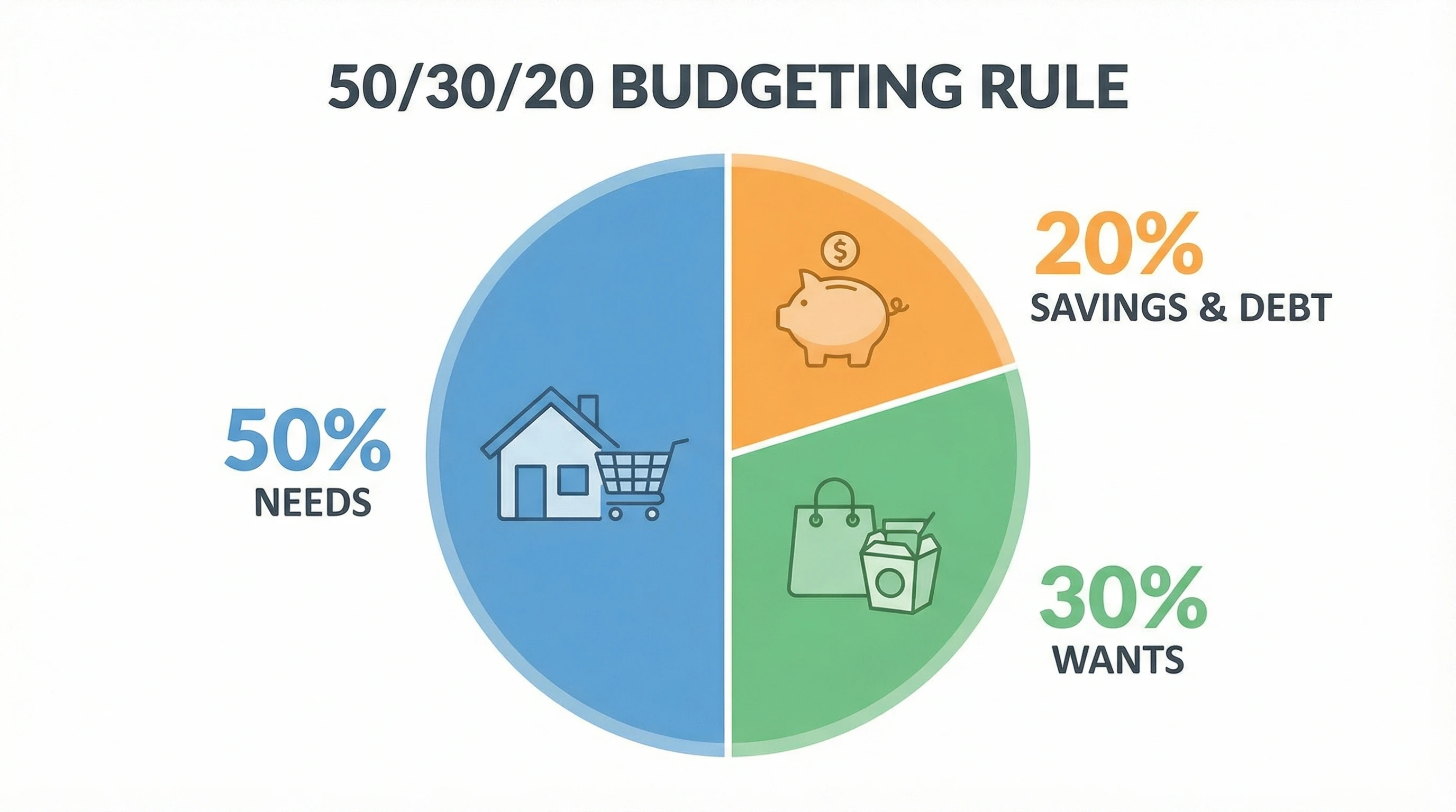 50/30/20 rule budget infographic