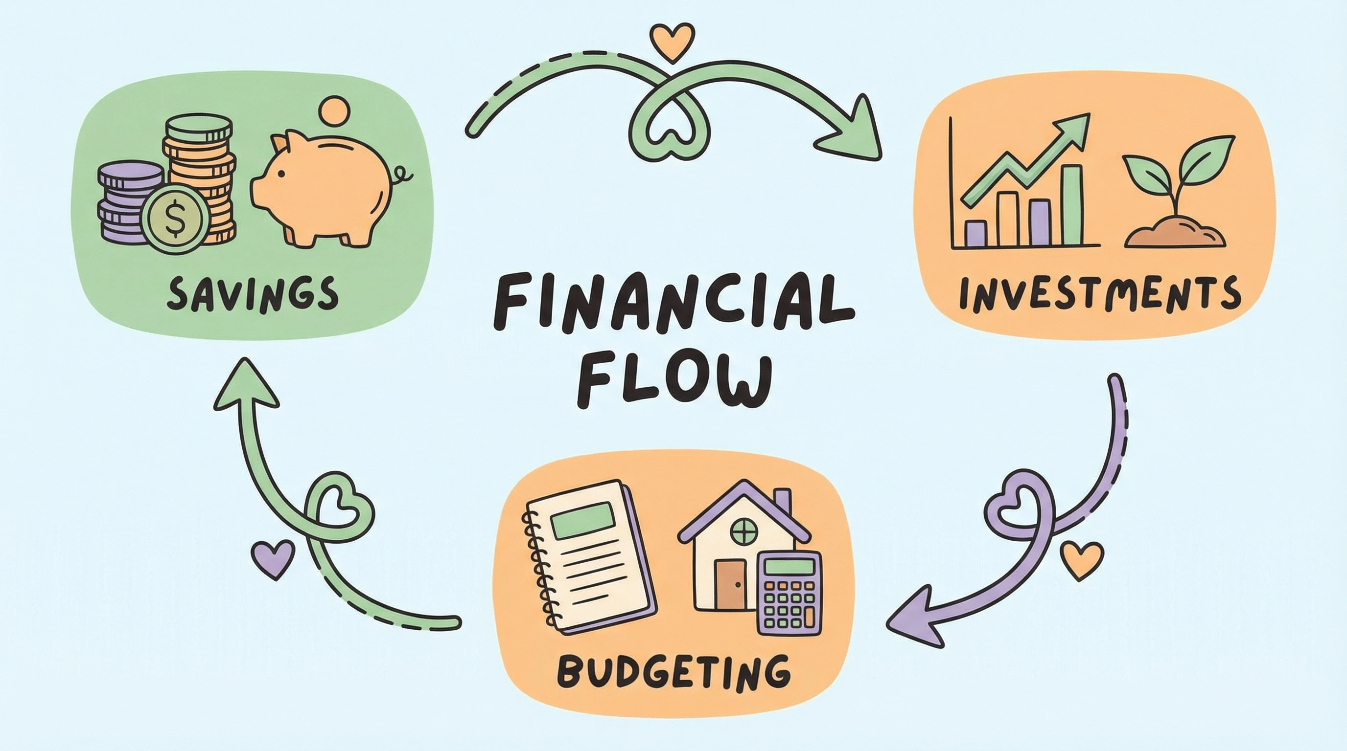 Wealth concepts visualized with graphs and dollar signs