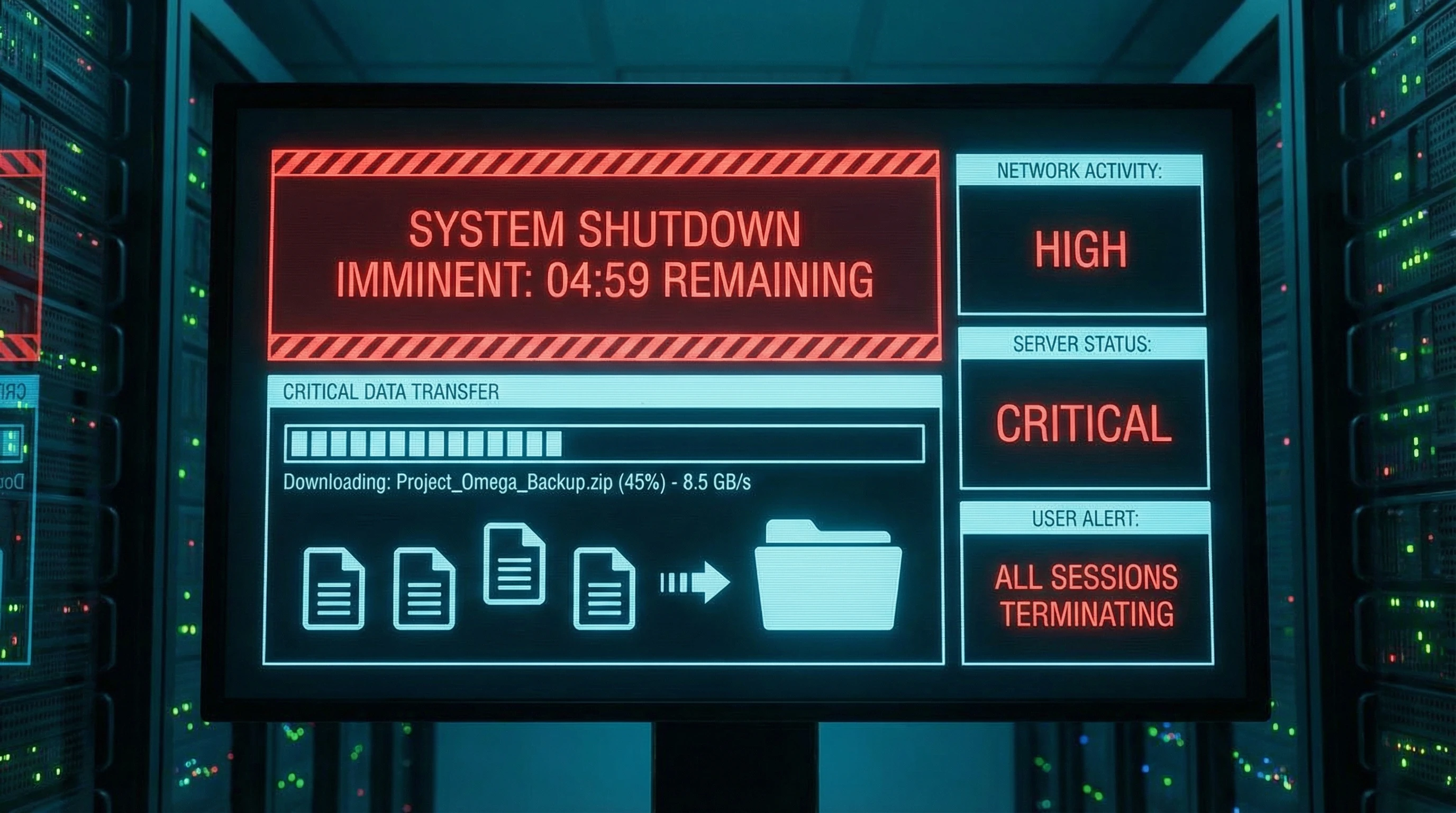 Shutdown notice on digital dashboard