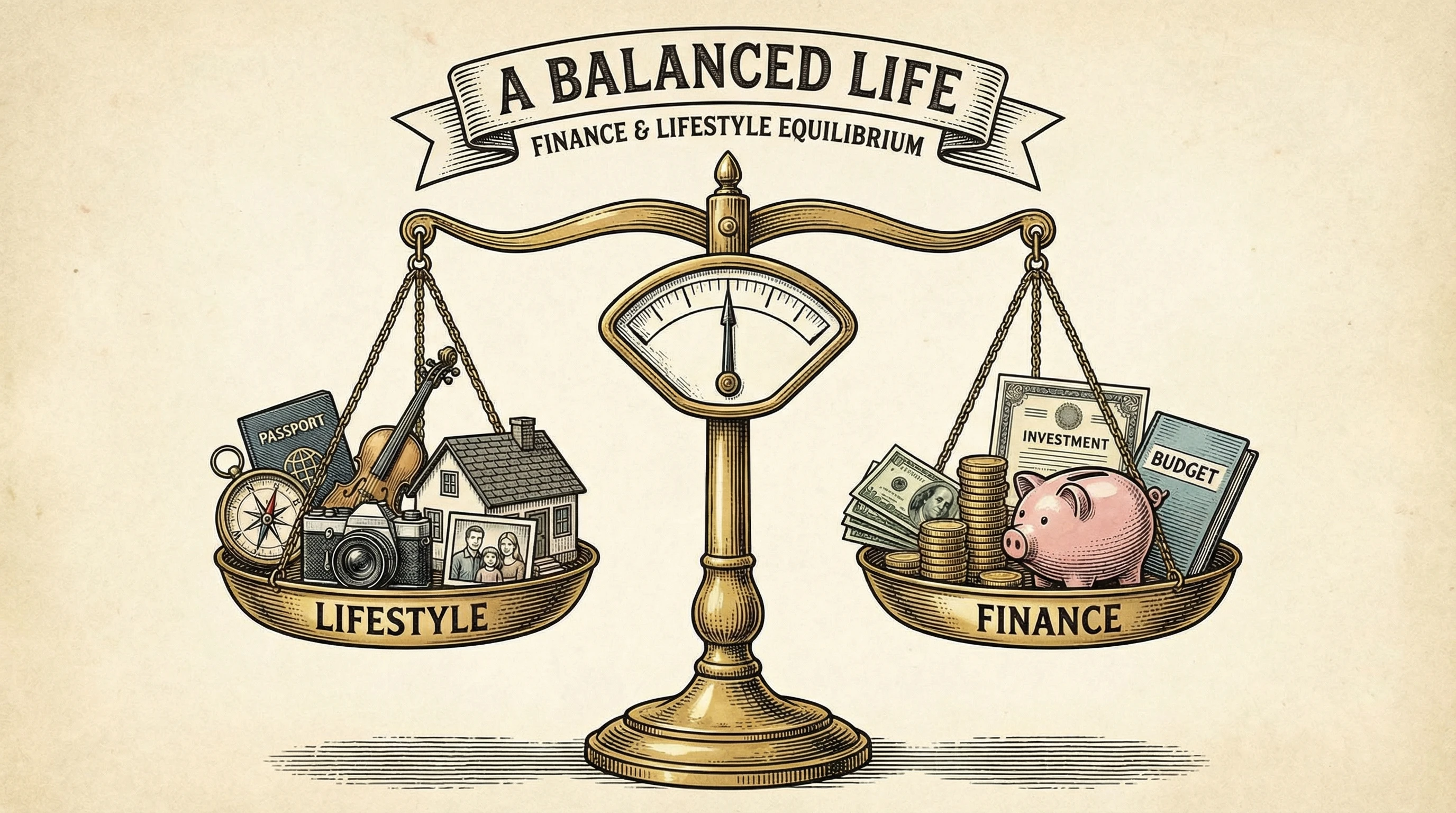 Abstract illustration of personal finance and lifestyle balance