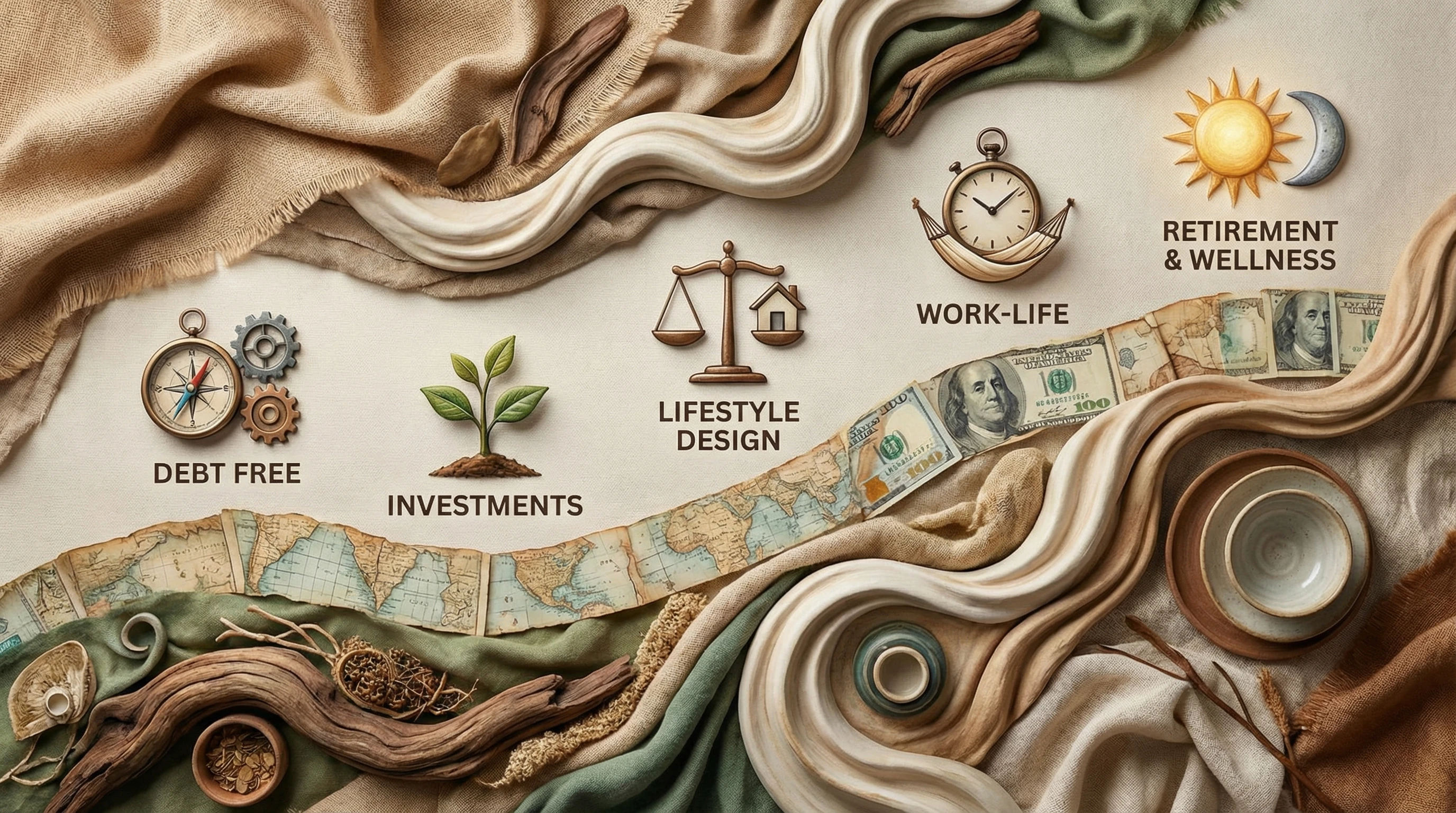 Minimal illustration of journey toward financial and lifestyle alignment