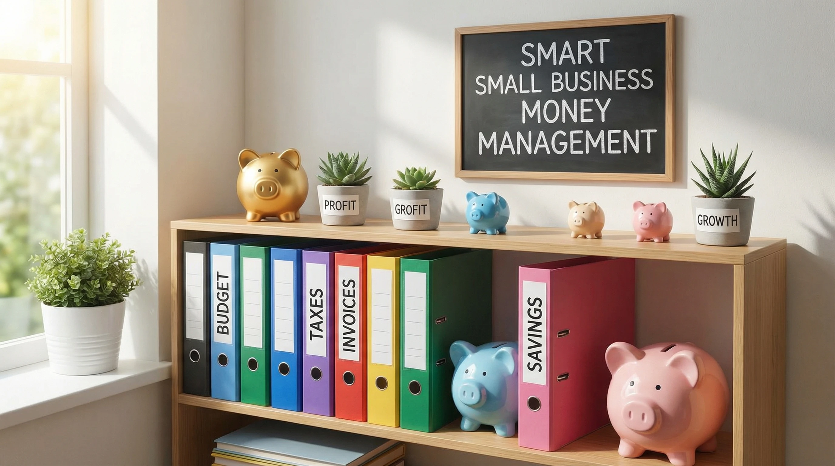 Business emergency fund piggy bank and calculator