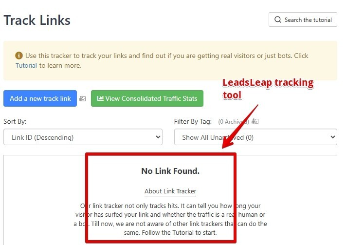 This is how the LeadsLeap link tracker tool works