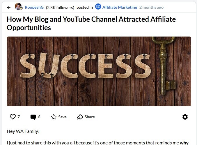 These are my Wealthy Affiliate success stories