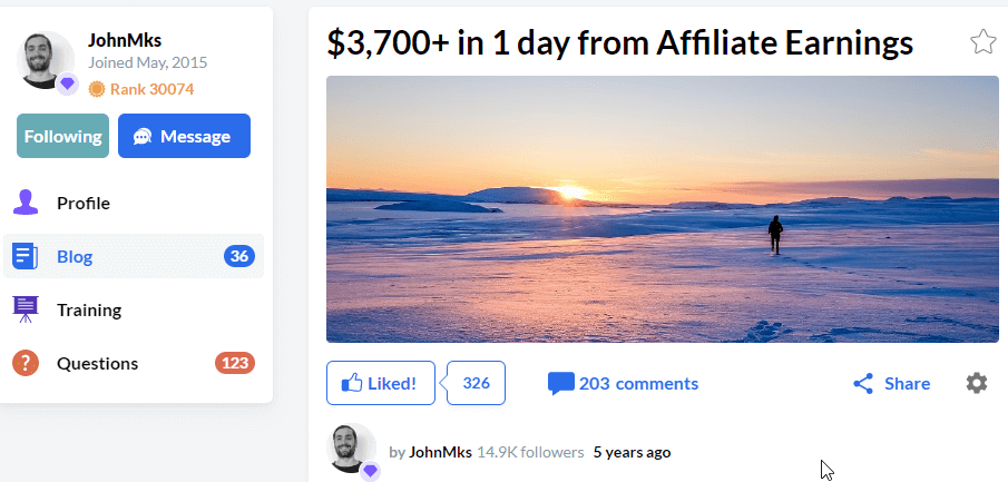 Wealthy affiliate success stories $3.700 in one day