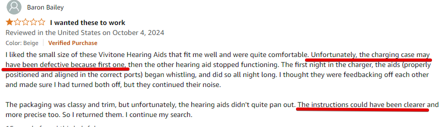 Vivtone unhappy customer. This is a review from someone who bought the Vivtone Hearing aid from Amazon.com