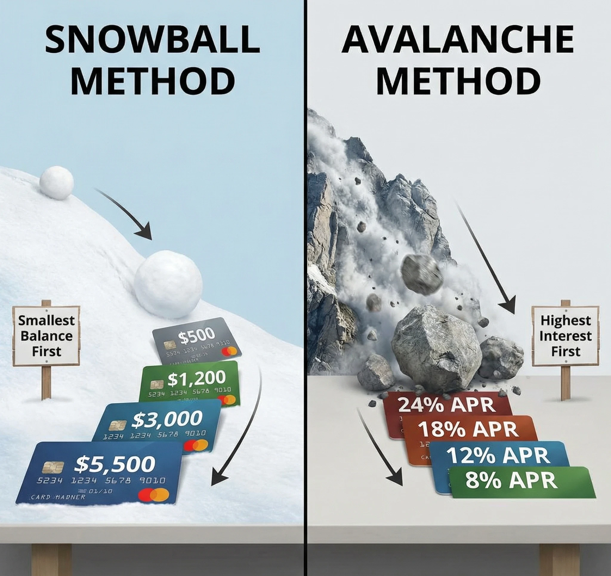 The two main methods to manage credit card debts effectively