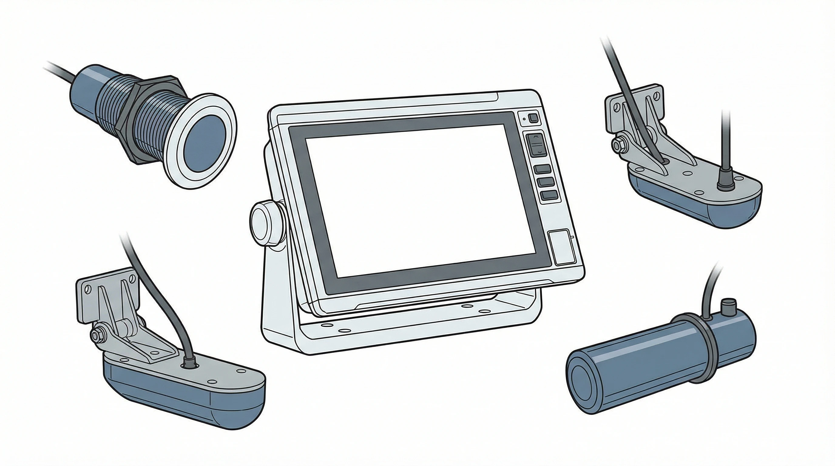 GPSMAP 943xsv showing split screen sonar and chart view, dock in background