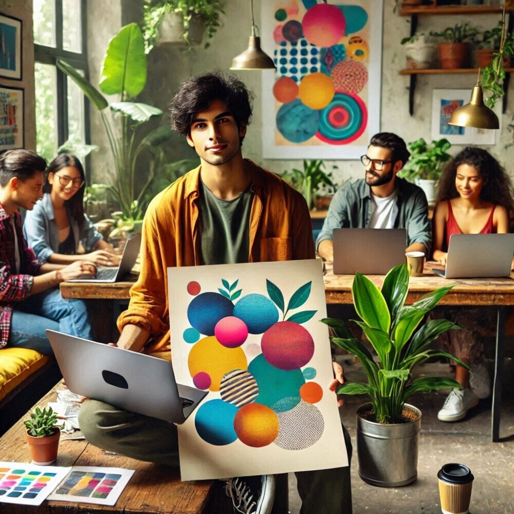 a freelancer showcasing his portfolio