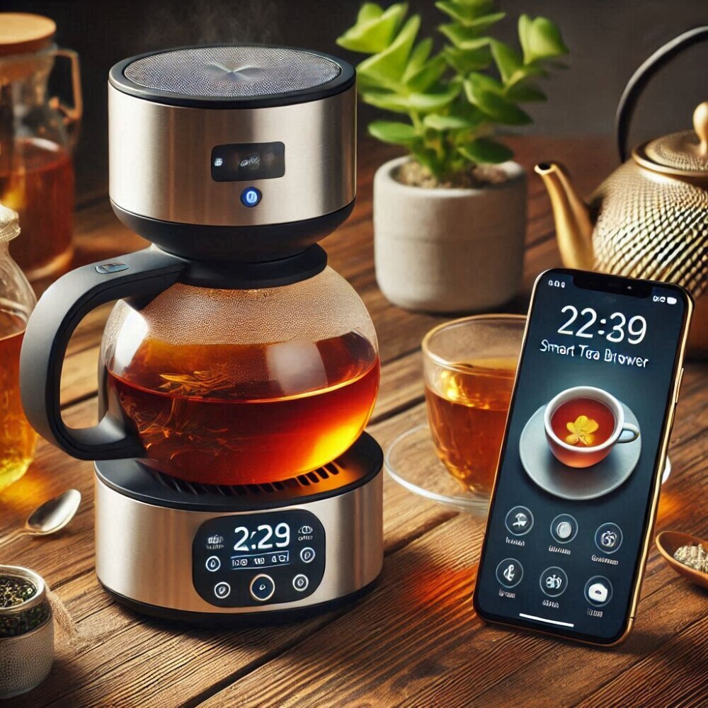 smart tea brewer paired with a mobile