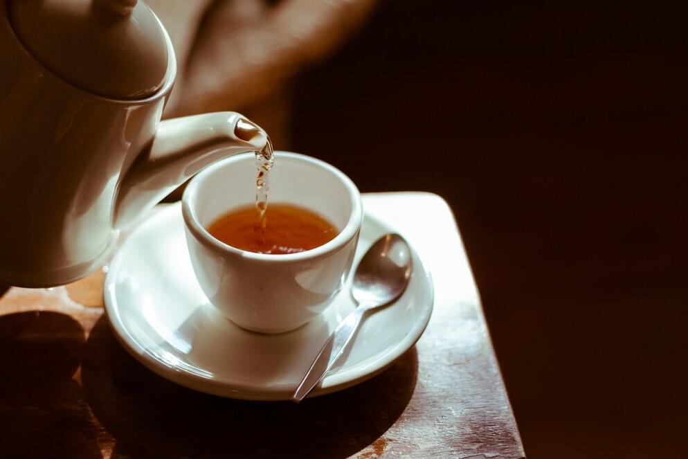 a tea poured into a cup