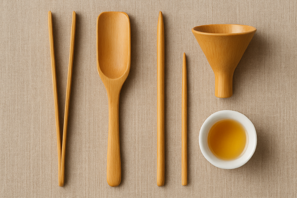 Traditional Gongfu tea tool set made of bamboo
