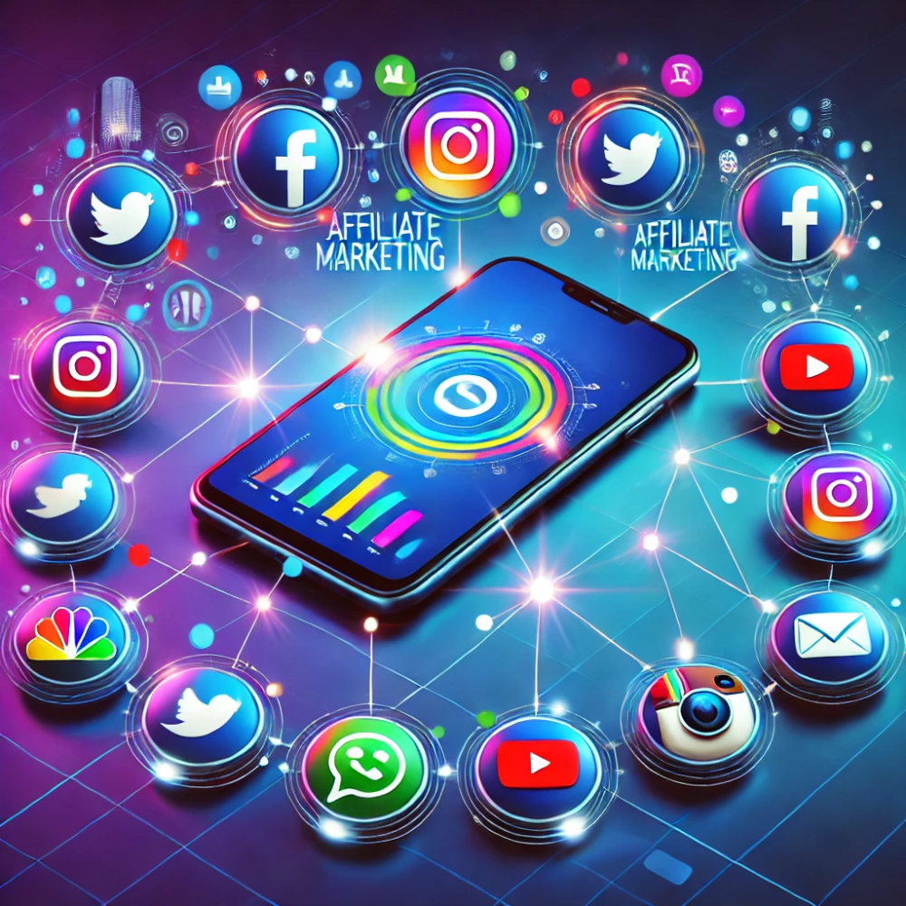 A vibrant featured image illustrating the concept of using social media for affiliate marketing