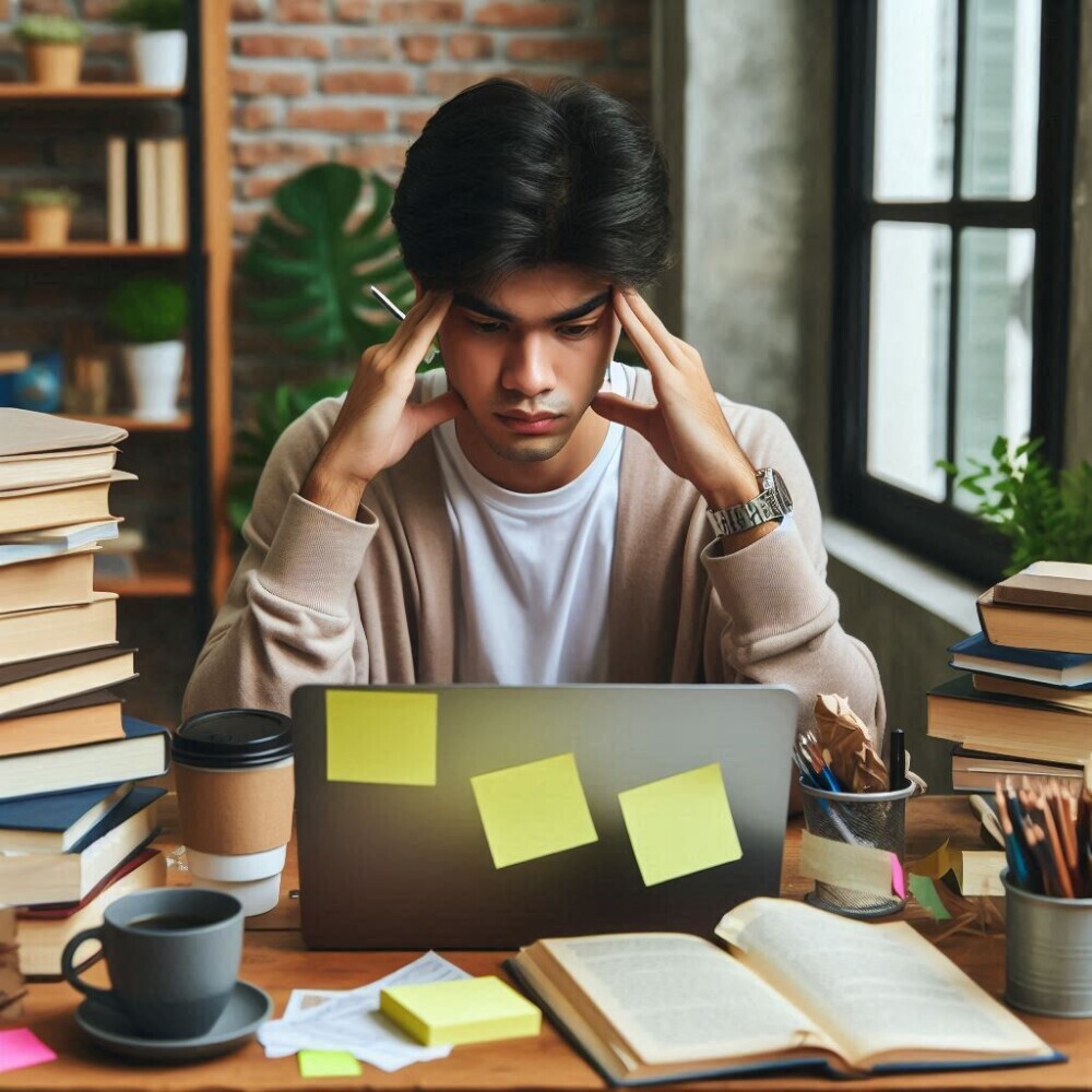 freelancer getting burnout during work online
