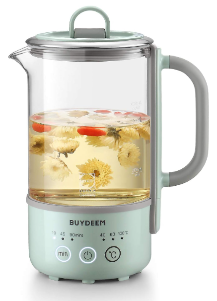 BUYDEEM K313 Travel Electric Kettle, Mini Healthy-Care Beverage Kettle, Tea Maker with German Schott Glass & Durable Pro 18/10 Pro Stainless Steel
