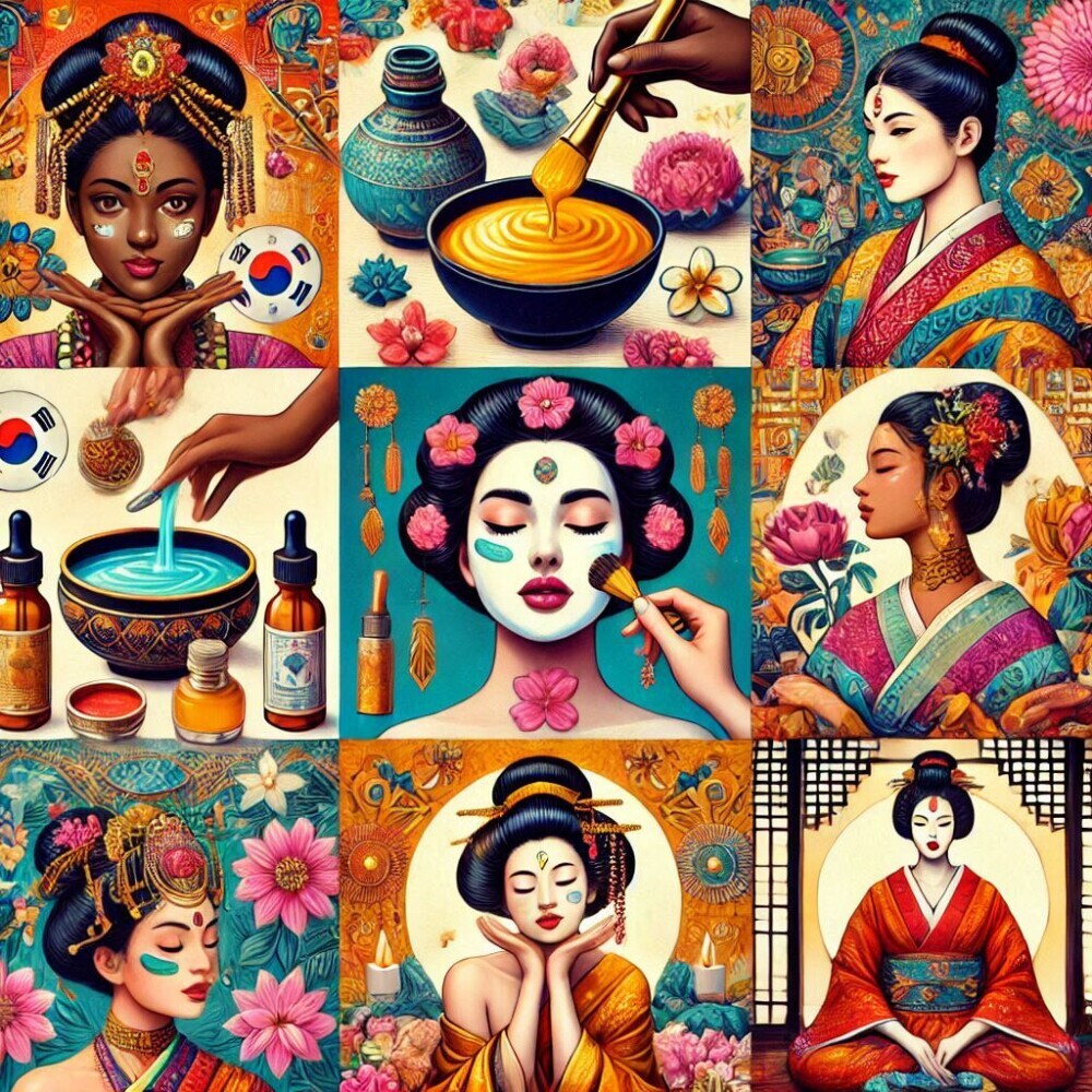 South Korean skincare routines, Indian Ayurvedic treatments, African body oils, and Japanese Geisha rituals