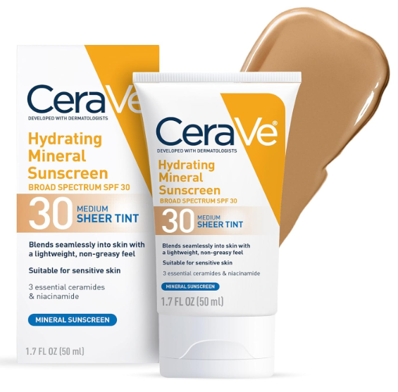 CeraVe Hydrating Mineral Sunscreen SPF 30 with Sheer Tint