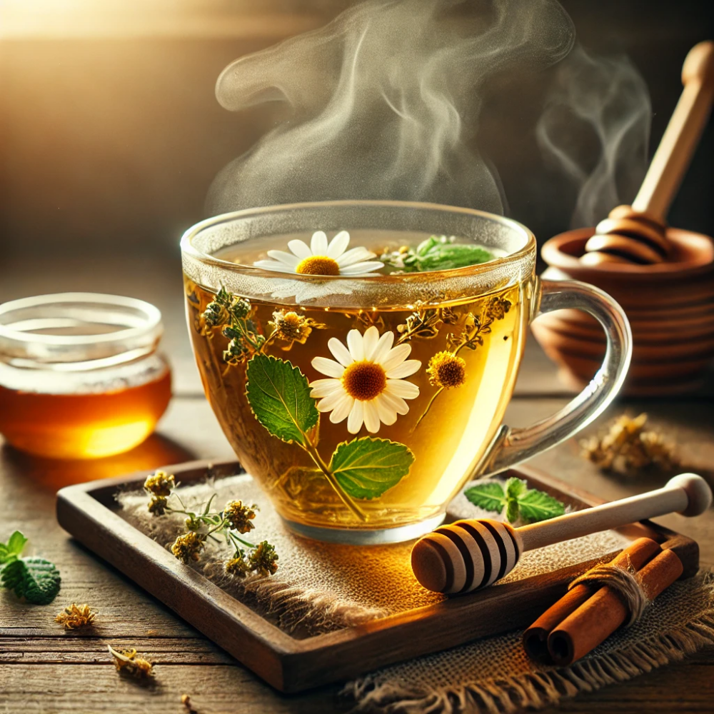 a cup of hot herbal tea