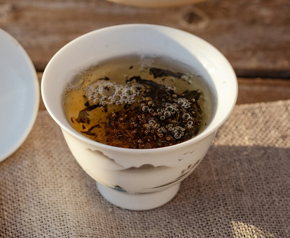 a cup of aged pu-erh tea