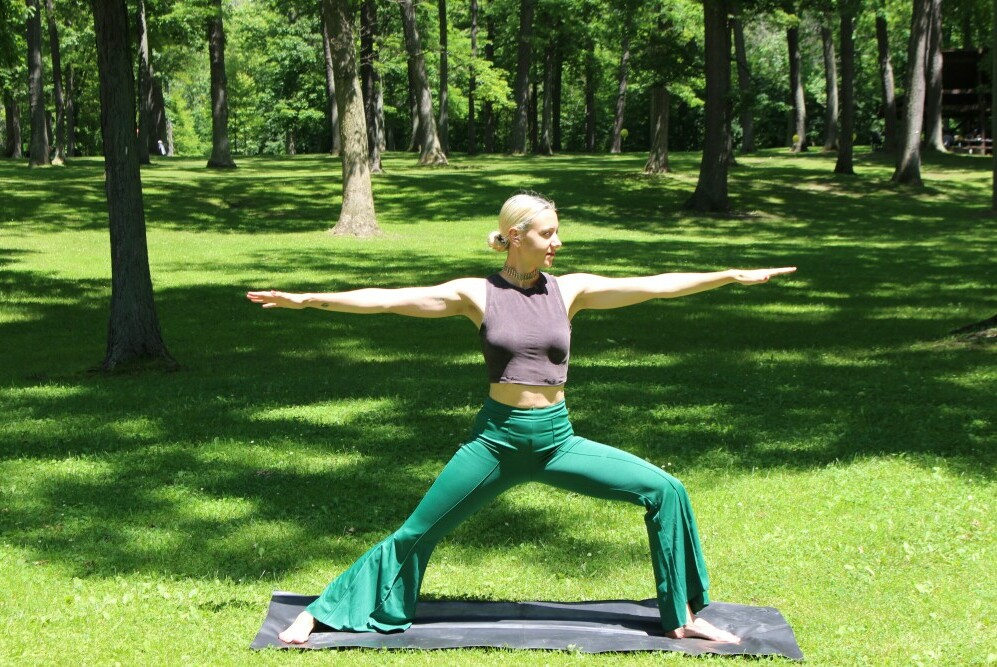 a woman doing yoga