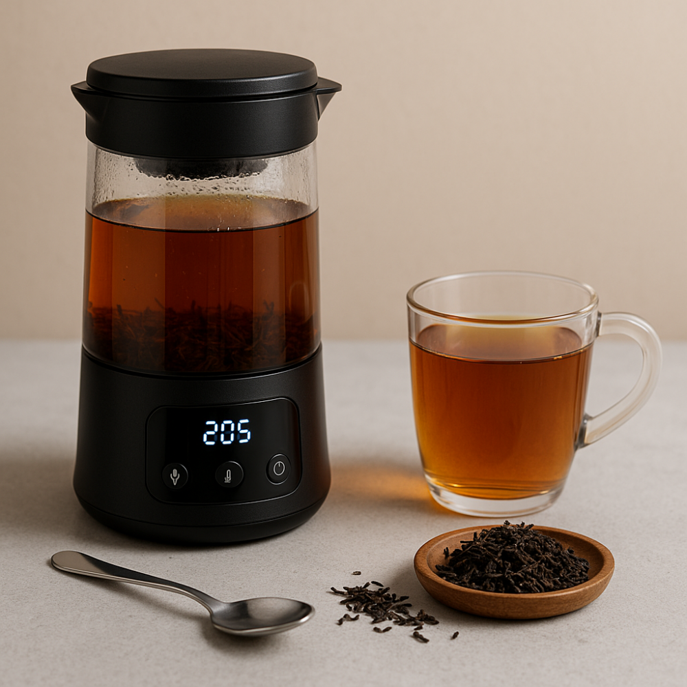 black tea in a smart tea brewer