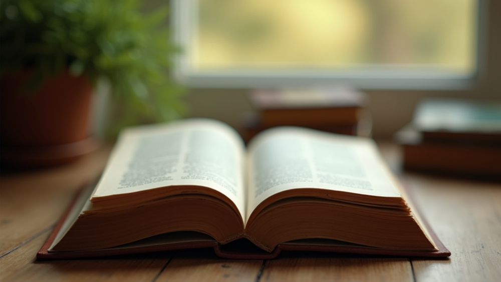 an open book on the table