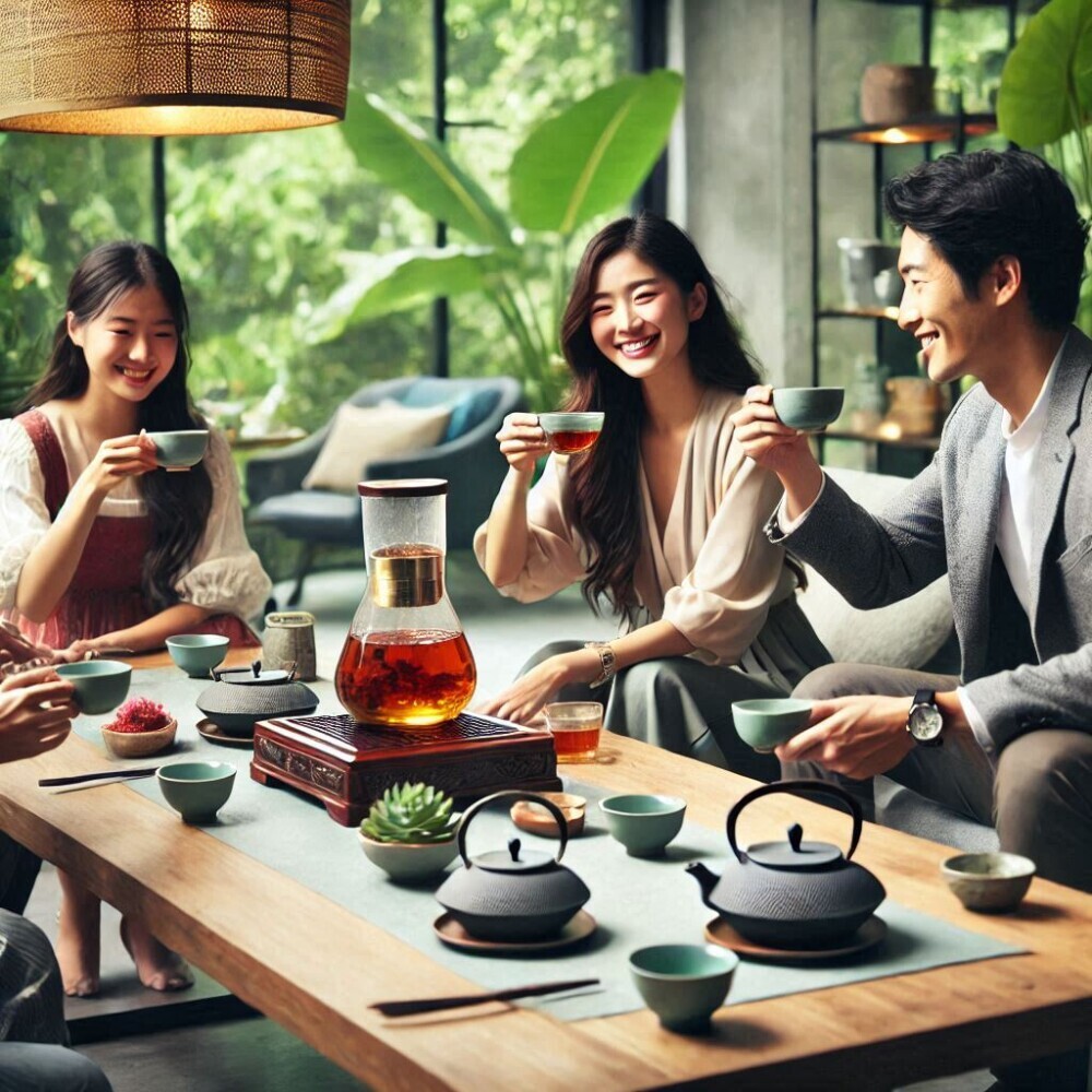 people enjoying modern tea ceremony