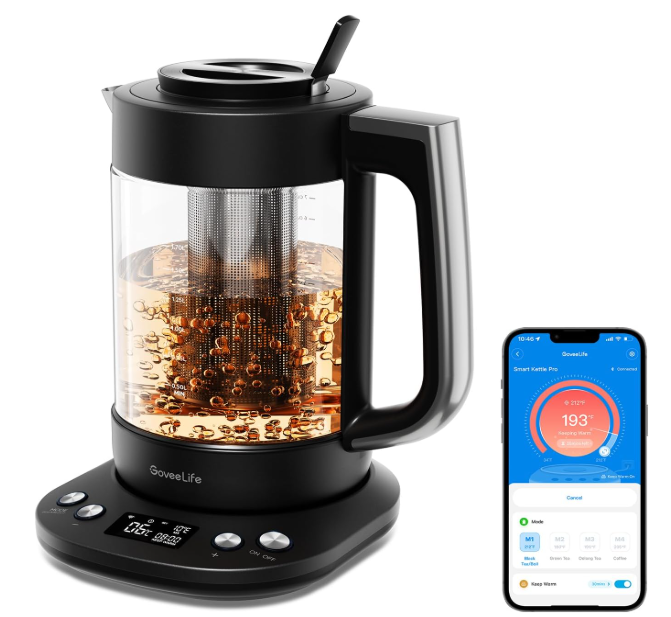 GoveeLife Smart Electric Kettle with Tea Infuser for Loose Leaf Tea, 1.7 L Electric Tea Kettle with Brewing Program, Variable Temperature Control