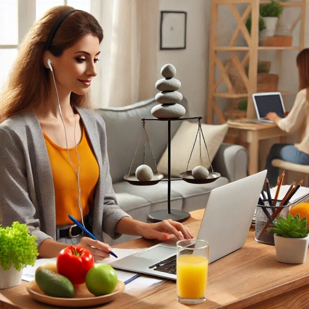a woman working online Establishing a Healthy Work-Life Balance