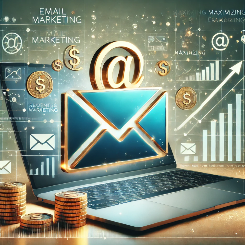 An engaging and modern image illustrating email marketing for maximizing earnings